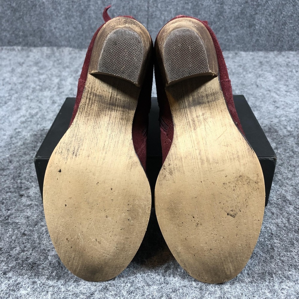 Steve Madden Milaan Ankle Booties Womens 7.5 M Burgundy Suede Block Heel‎ Boots - Picture 12 of 16